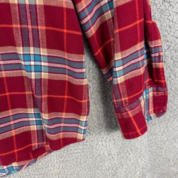 Lands End Flannel Shirt Mens XL Red Blue Flannel Casual Outdoor Camping Fishing - Picture 4 of 11